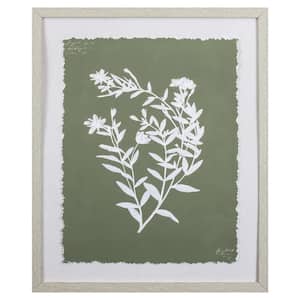 Victoria Moss Green and White Botanical Flowers 3 by Unknown Wooden Wall Art
