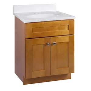 Brookings Shaker RTA 25 in. W x 22 in. D x 36.31 in. H Bath Vanity in Birch with Solid White Cultured Marble Top