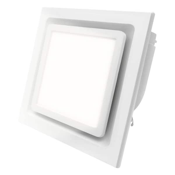 Bathroom Exhaust Fan with Bright 6000K 12W Square LED Light 141 CFM Low Noise Ceiling Ventilation for Home Bath Office