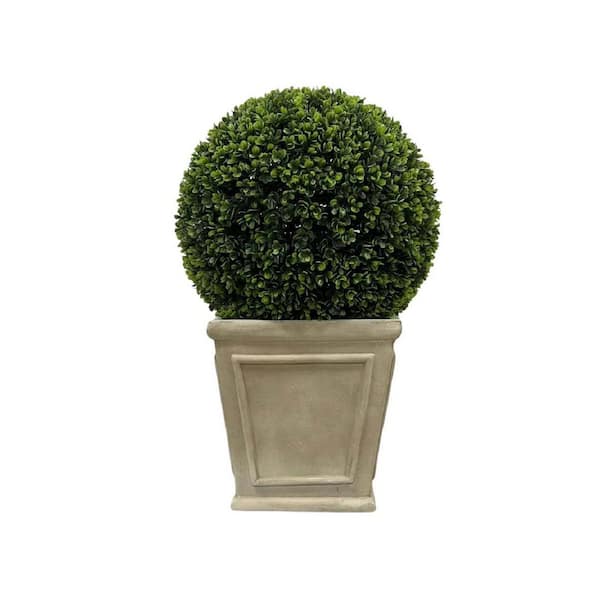 Unbranded 23 in. Ball Topiary in Square Pot, Artificial Faux Plant Grass for Indoor and Outdoor