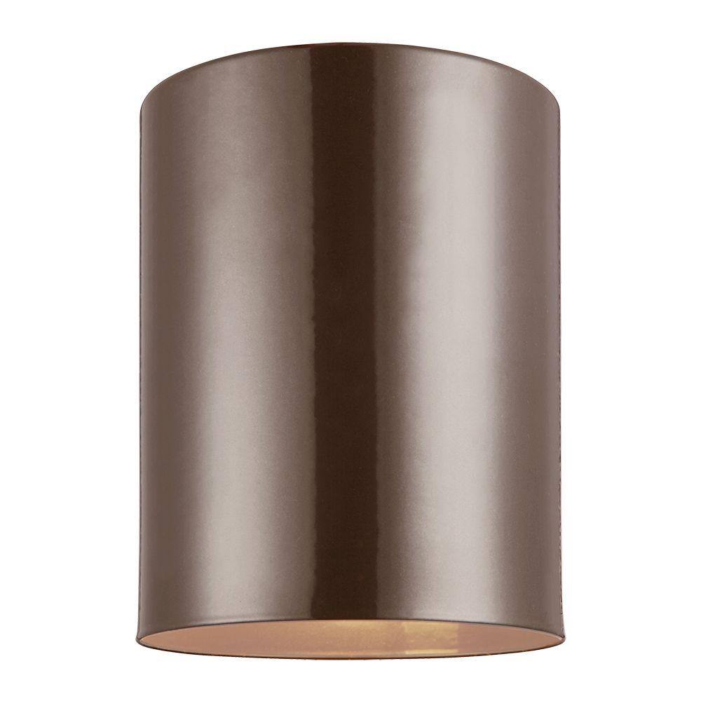Transitional Bronze Aluminum 6.63" Outdoor Flush Mount Light