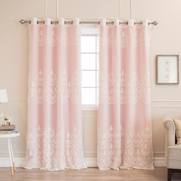 Best Home Fashion Light Pink Solid Grommet Sheer Curtain - 52 in