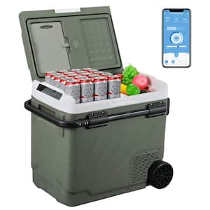 61 Qt. Portable Refrigerator Car Fridge Dual Zone Electric Cooler w/Wheels and Retractable Handle 12-Volt Fridge Outdoor