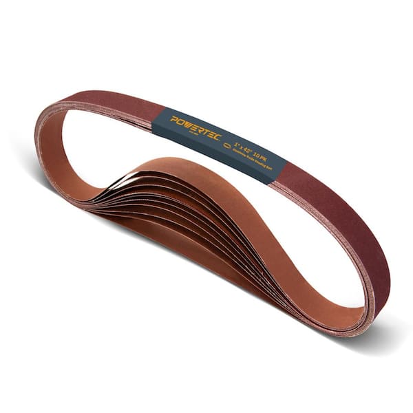POWERTEC 1 in. x 42 in. 240-Grit Aluminum Oxide Sanding Belt (10-Pack)