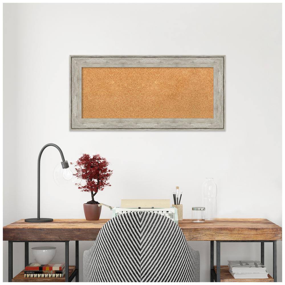 Natural Cork Board with Crackled Metallic Frame, 35" x 17"