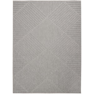 Palamos Light Gray 6 ft. x 9 ft. Textured Geometric Contemporary Indoor/Outdoor Patio Area Rug