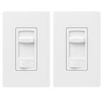 Skylark Contour LED+ Dimmer Switch for Dimmable LED, INC/HAL Bulbs, Single-Pole or 3-Way, with Wallplate White (2-Pack)