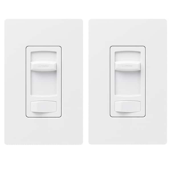 Lutron Skylark Contour LED+ Dimmer Switch for Dimmable LED, INC/HAL Bulbs, Single-Pole or 3-Way, with Wallplate White (2-Pack)