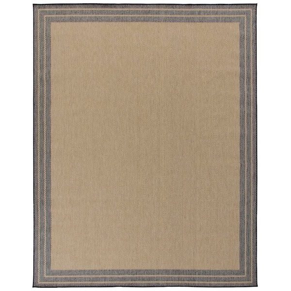 Black/Brown 5 ft. x 7 ft. Border Indoor/Outdoor Area Rug