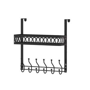 15.3 in. x 15.94 in. H x 2.95 in. D Steel Rectangular Single Shower Caddy Basket Door Hook Shelf Organizer in Black