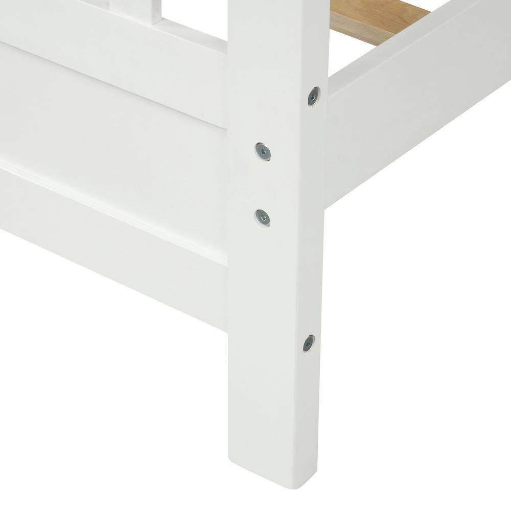 White Wood Frame Full Platform Bed with Headboard and Footboard - thumbnail 6
