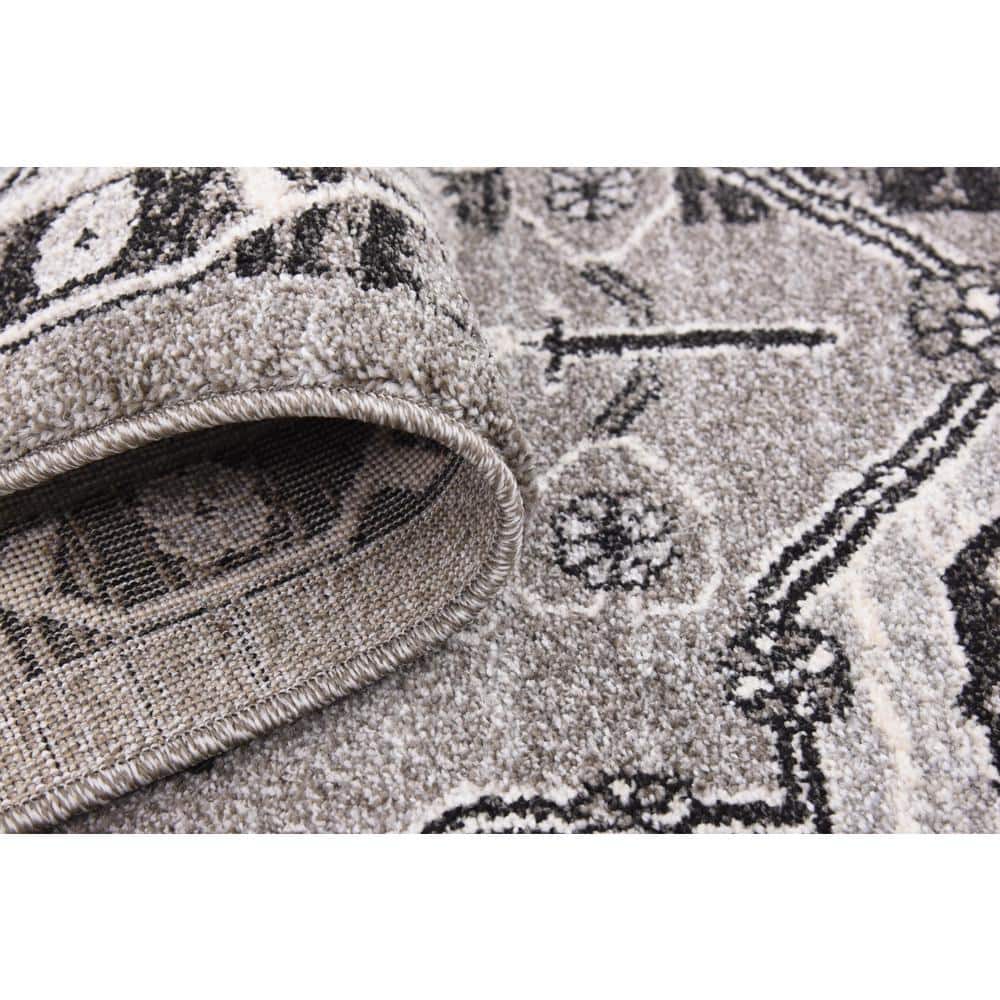Miranda Gray Geometric 6'x9' Easy-Care Synthetic Area Rug