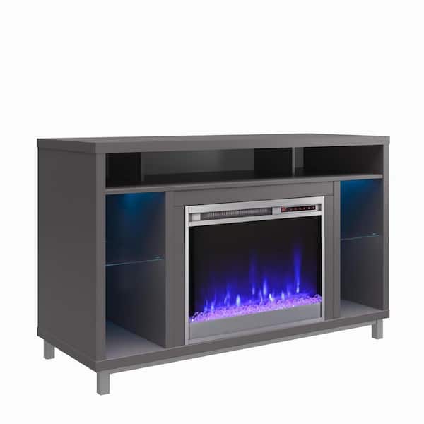 Ameriwood Home Cleavland 47.5 in Freestanding Electric Fireplace TV Stand in Graphite Gray