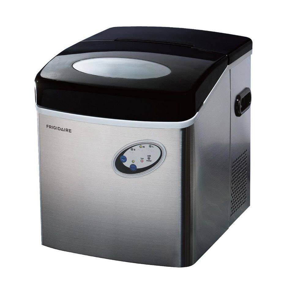 48 lb. Black Stainless Steel Freestanding Ice Maker with LED Control
