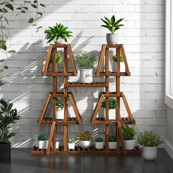 AOPSPS 3-Tier 10 Potted Wood Plant Stand for Multiple Plants