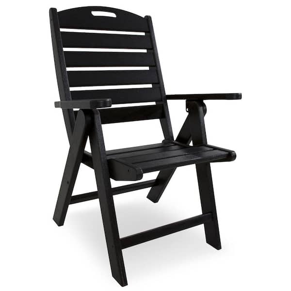 Polywood Nautical Highback Black Plastic Outdoor Patio Dining Chair Nch38bl - Plastic Black Patio Dining Chair