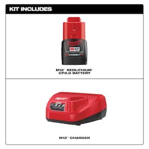 M12 12-Volt Lithium-Ion Compact Battery Pack 2.0Ah and Charger Starter Kit