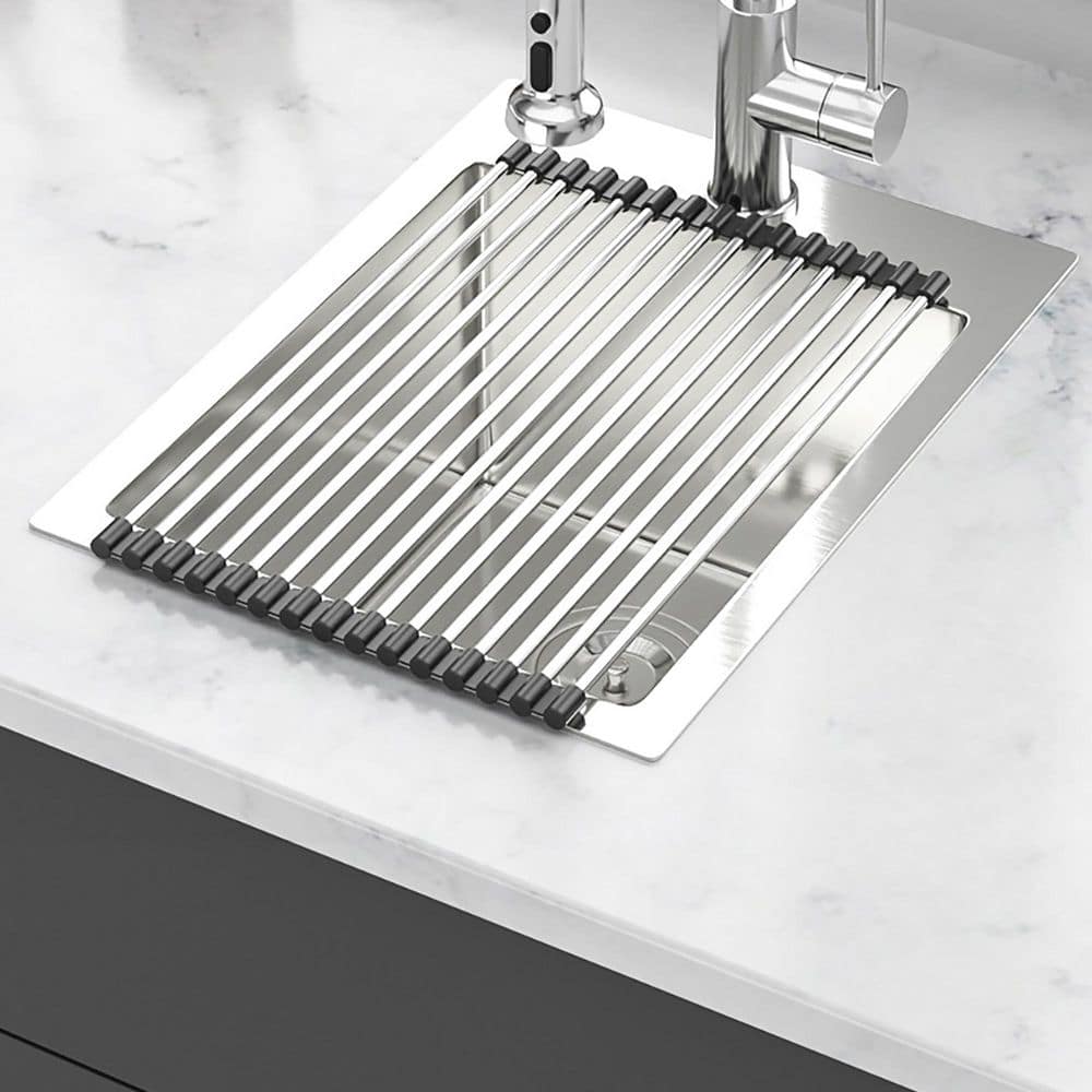 15 in. Drop-in Single Bowl 16-Gauge Brushed Nickel Stainless Steel Kitchen 