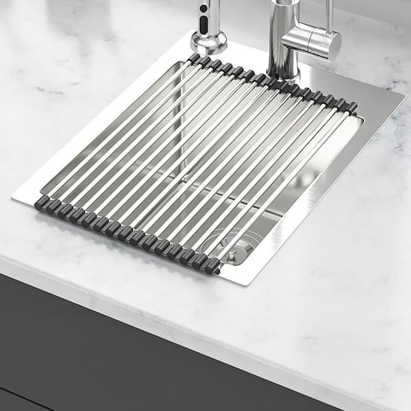 15 in. Drop-in Single Bowl 16-Gauge Brushed Nickel Stainless Steel Kitchen Sink with Bottom Grids