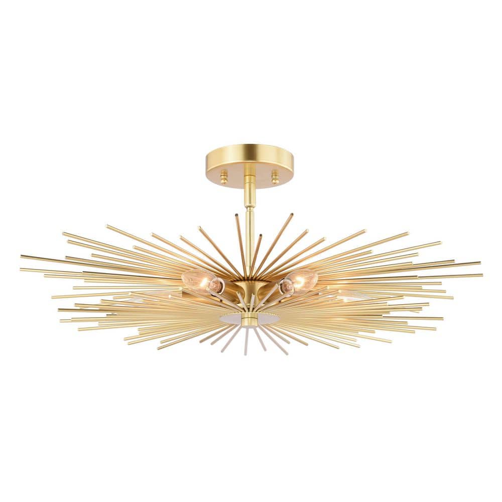 Nikko Glam Gold Sputnik-Style 24" LED-Compatible Semi-Flush Mount