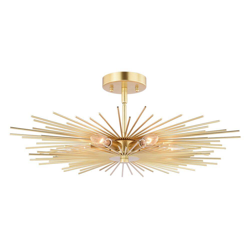 Nikko Glam Gold Sputnik-Style 24" LED-Compatible Semi-Flush Mount