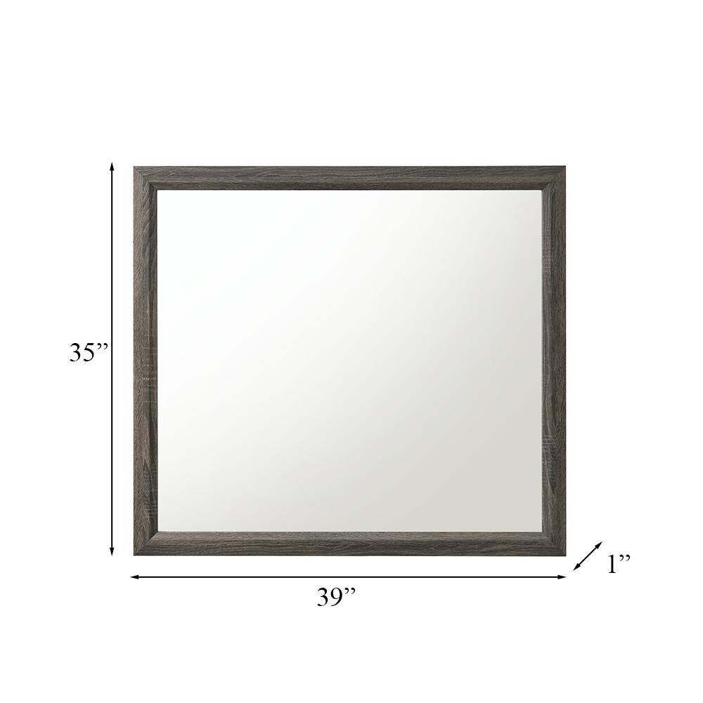 Valdemar 39" Full-Length Rectangular Wood Mirror in Weathered Gray