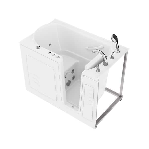 WTHDX Series 52 in. x 30 in. Right Drain Walk-In Whirlpool Bathtub in White with Quick Fill Faucet & Powered Fast Drain