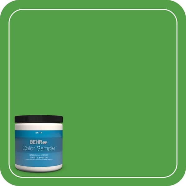 BEHR PREMIUM PLUS 8 oz. #S-G-440 Green Acres Satin Enamel Interior/Exterior Paint & Primer Color Sample