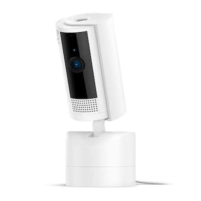 Pan-Tilt Indoor Cam Plug-in Security Camera with 360° Horizontal Pan Coverage, Live View and Two-Way Talk, White