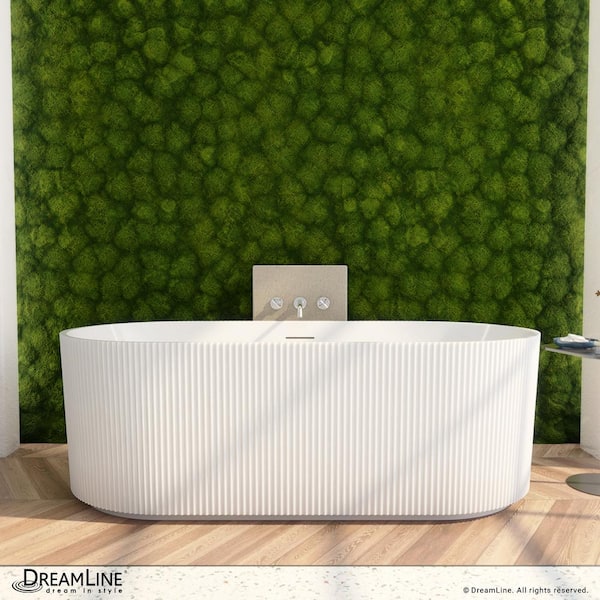 DreamLine Charisma 59 in. x 29 in. Freestanding Acrylic Soaking Bathtub with Center Drain in Polished Nickel