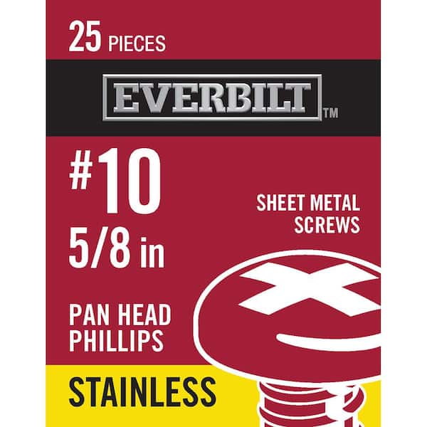 Everbilt #10 5/8 in. Phillips Pan-Head Sheet Metal Screws (25-Pack)