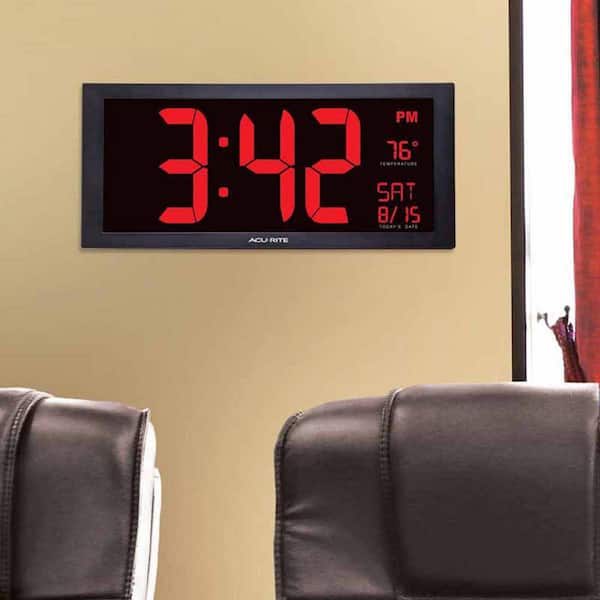 AcuRite 75127 Oversized LED Clock with Indoor Temperature Date and Fold-Out 