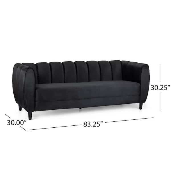 Ziektecijfers Peer Figuur Noble House Bobran 83.25 in. Black Solid Velvet 3-Seat Tuxedo Sofa 71480 -  The Home Depot