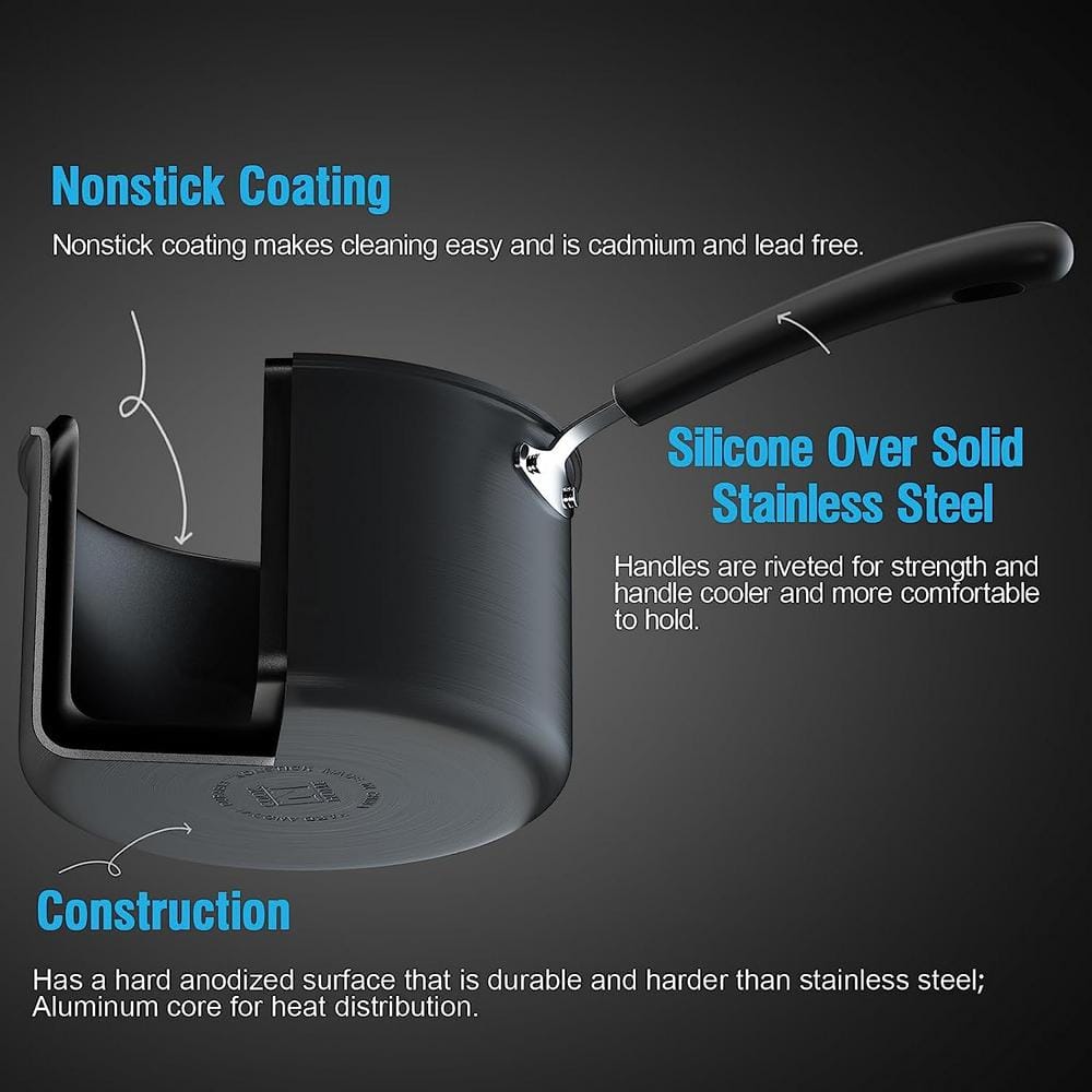 Hard Anodized Nonstick 3-Quart Black Sauté Pan with Lid