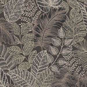Superfresco Easy Scattered Leaves Gold and Charcoal Wallpaper Sample