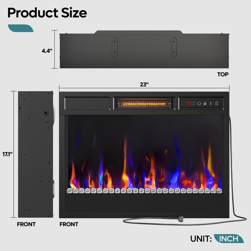 Wash Grey Electric Fireplace TV Stand with LED Lights for 75" TV