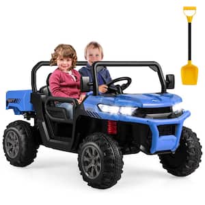 24-Volt Kids Ride On Dump Truck 2-Seater Electric Truck w/Remote Control Blue