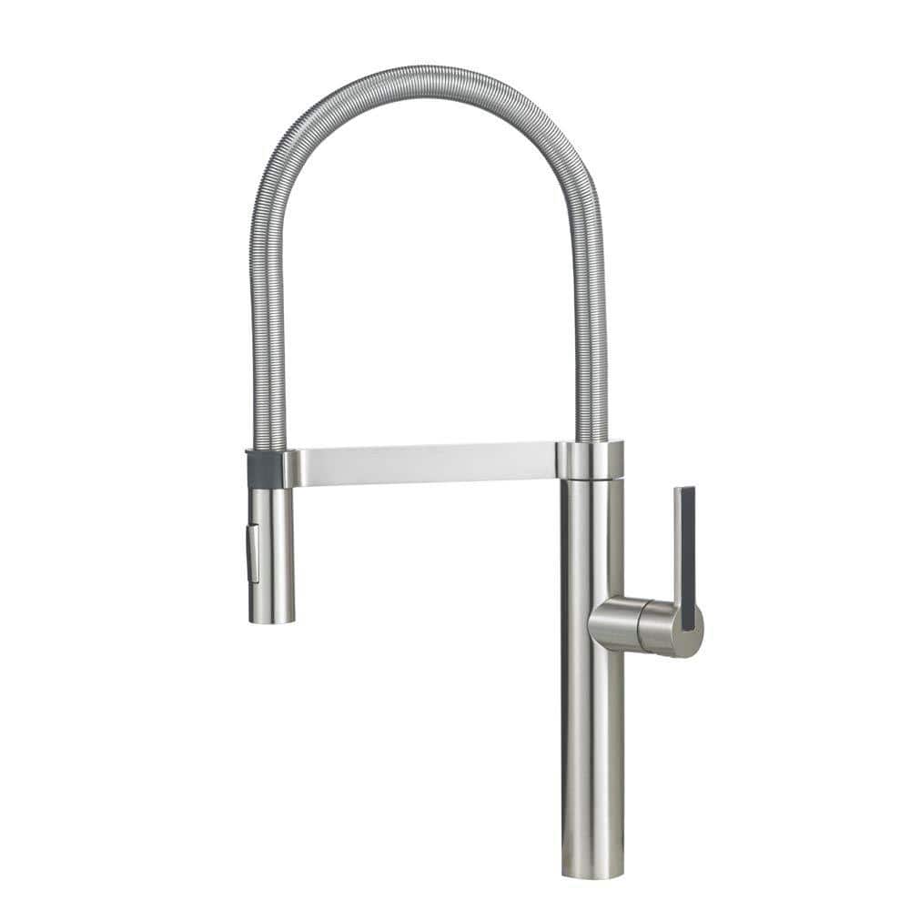 Blanco Culina Semi Pro Single Handle Pull Down Sprayer Kitchen Faucet In Satin Nickel 441332 The Home Depot