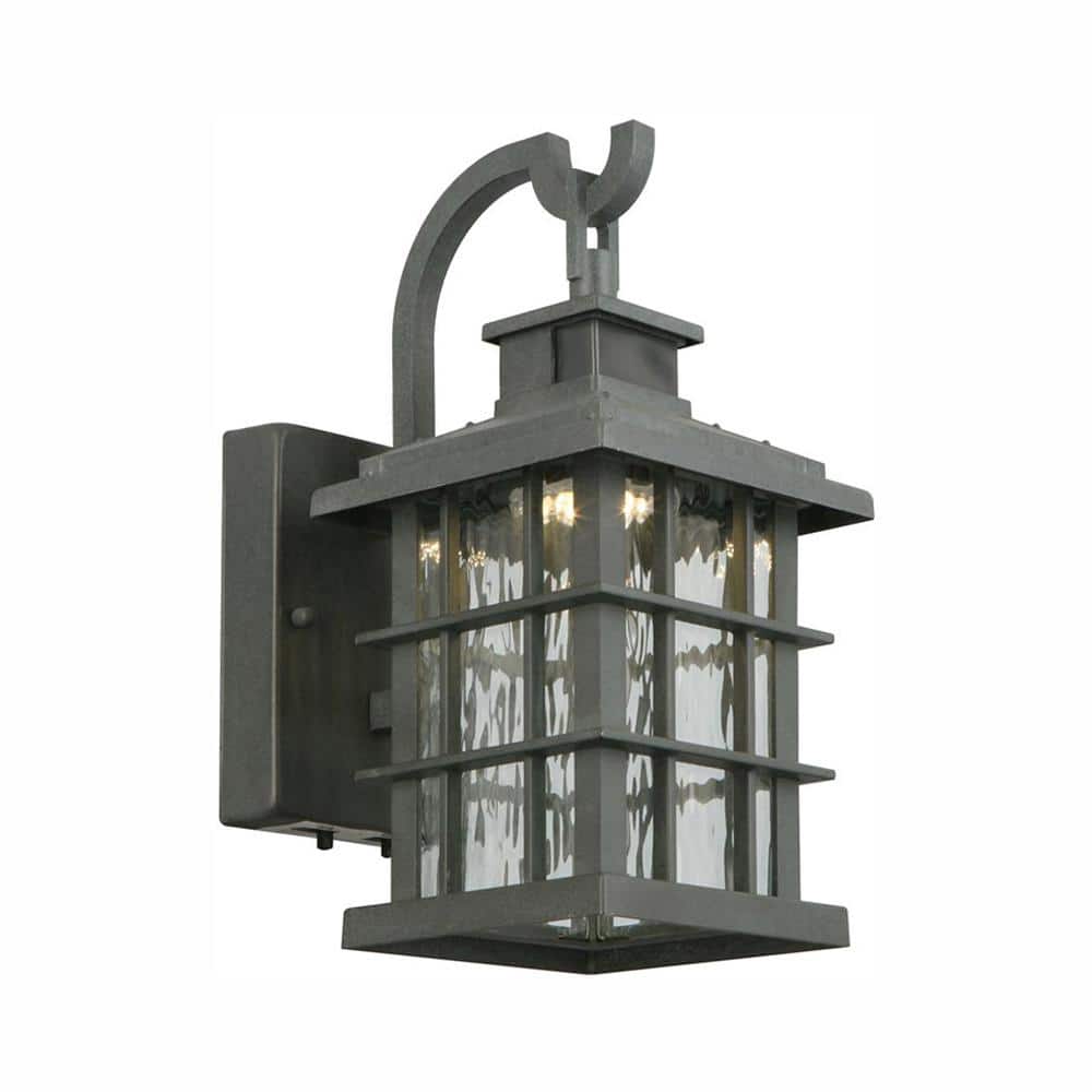 Home Decorators Collection Summit Ridge 12.25 in. Zinc Motion Sensor  Integrated LED Outdoor Wall Lantern Sconce CQH1691LS-2 The Home Depot