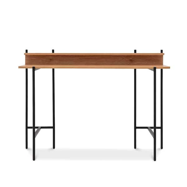 AndMakers Querencia 47 in. Retangular Acacia Writing Desk with Shelf and Steel Legs
