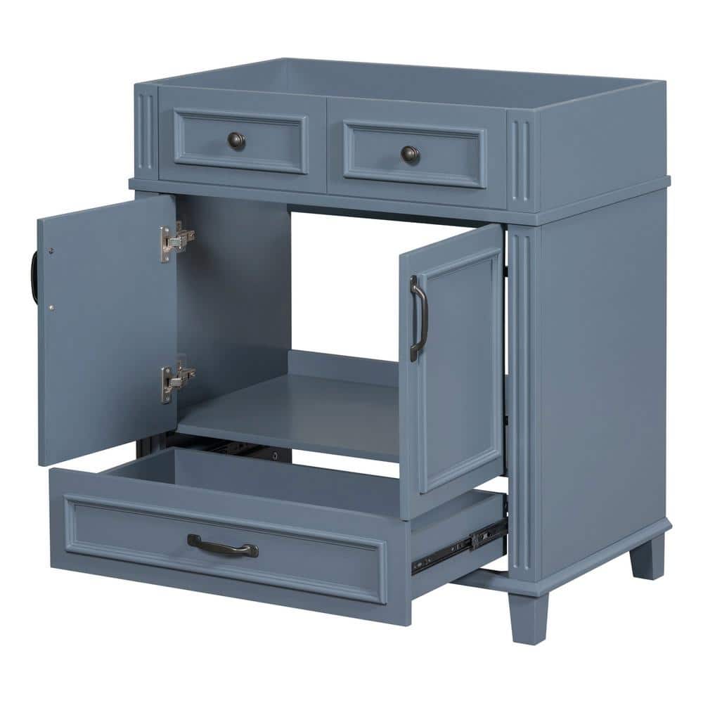 29.37 in. W x 17.87 in. D x 33.14 in. H Bathroom Blue Linen Cabinet