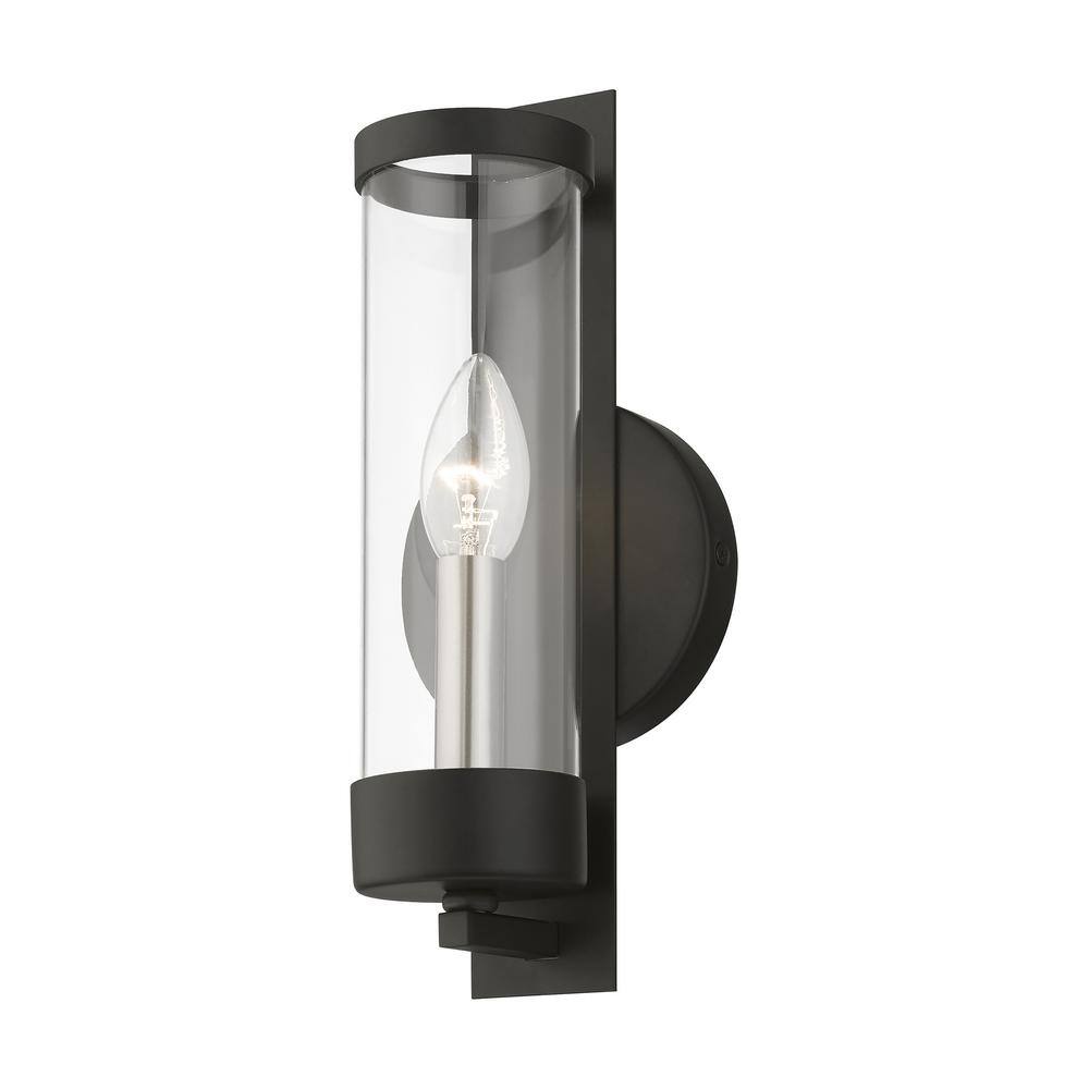 Sleek Modern Black and Brushed Nickel Dimmable Wall Sconce