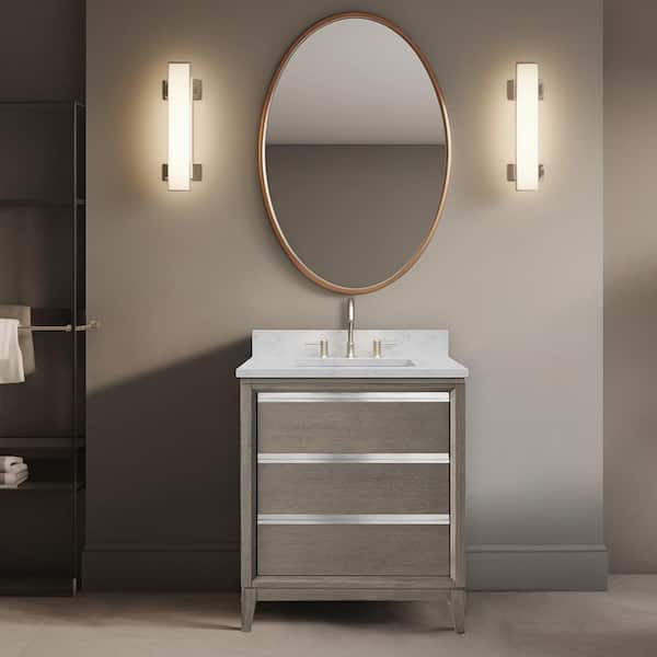 Vanity Art 30 in. W x 22 in. D x 34 in. H Single Sink Bathroom Vanity in Driftwood Gray with Engineered Marble Top in White