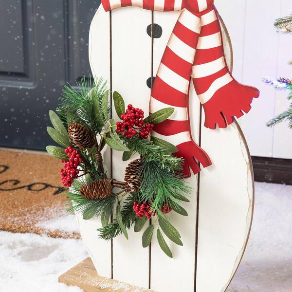 Glitzhome 36 in. H Christmas Wooden/Metal Snowman Porch Decor with