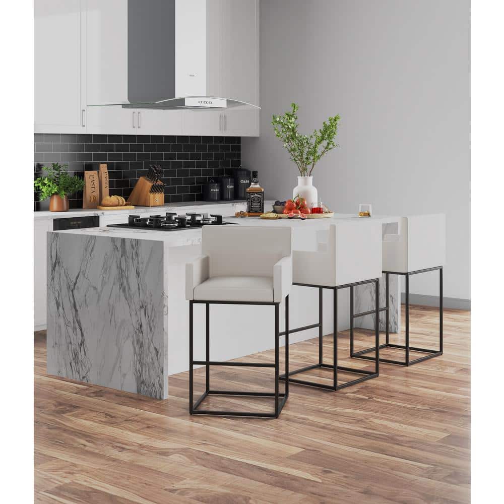 Manhattan Ambassador Cream Leather 42'' Modern Barstool