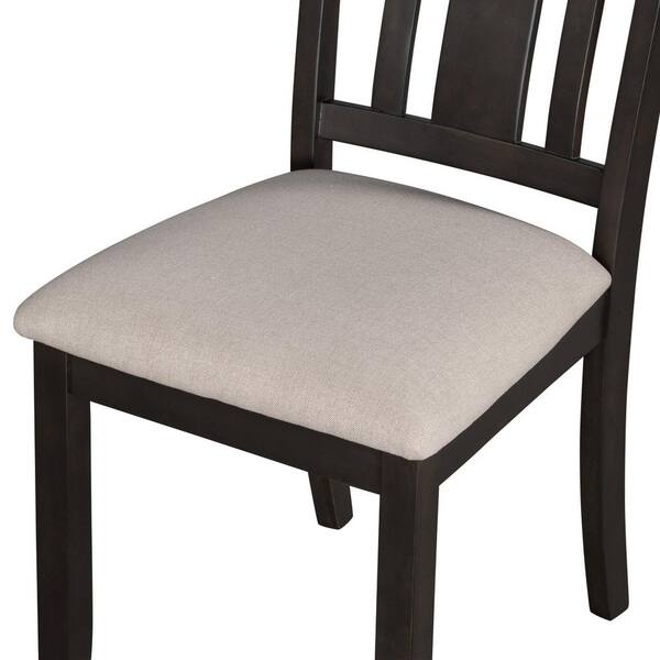 GOJANE Espresso Soft Fabric Dining Chairs with Seat Cushions and