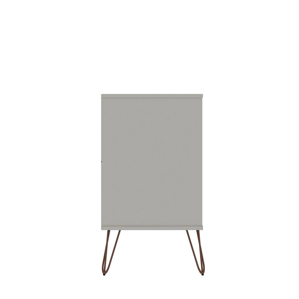 Mid-Century Modern Double Tall Dresser in Off White with Metal Legs