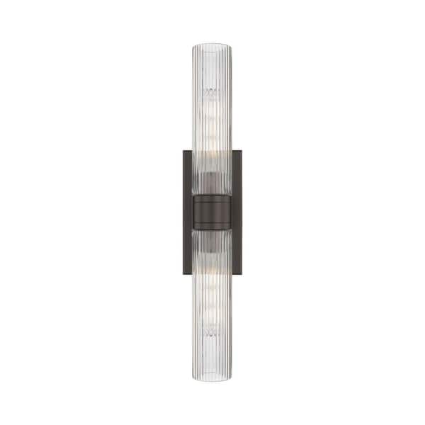 Innovations Ballston Urban 24 in. 2-Light Oiled Brass Vanity Light with Glass Shade