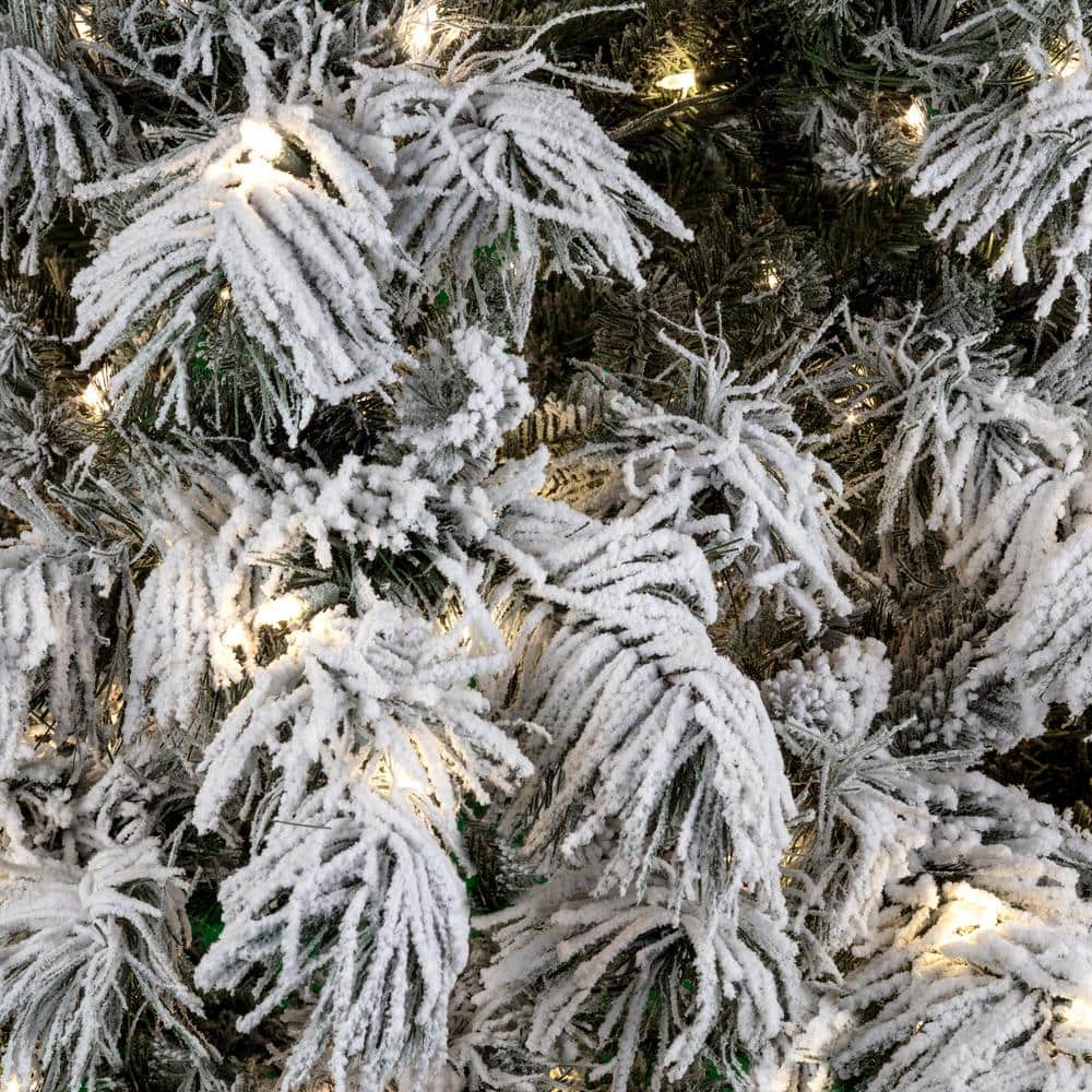 7.5 Ft Pre-Lit Snowy Spruce Artificial Christmas Tree with Warm White Lights