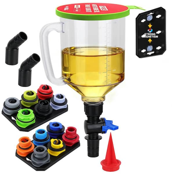 18-Piece 1.5L Plastic Automotive Oil Funnel Kit No-Spill Adapters